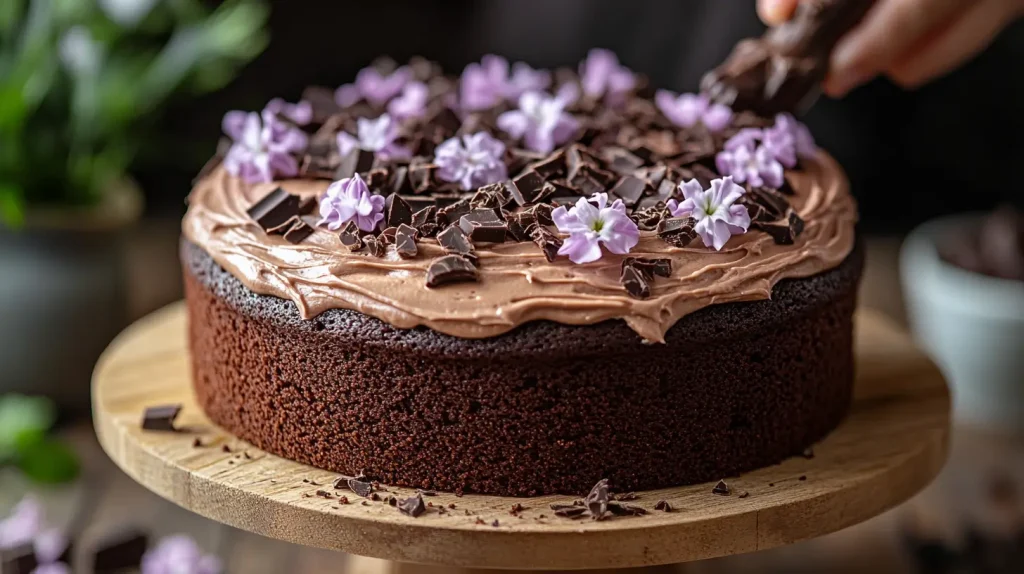 Decorating a Jovial Chocolate Cake with Piping and Flowers