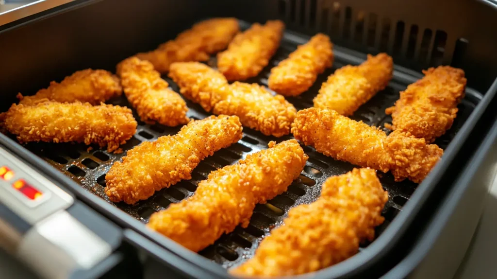 Air fryer set to 400°F with Tyson Chicken Fries ready to cook.