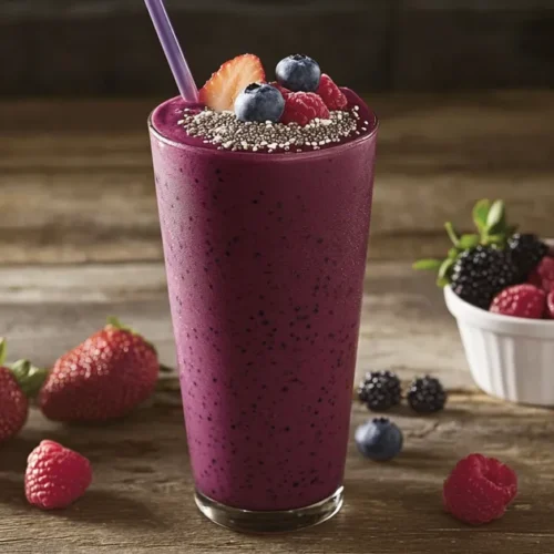 A vibrant berry antioxidant smoothie with fresh ingredients