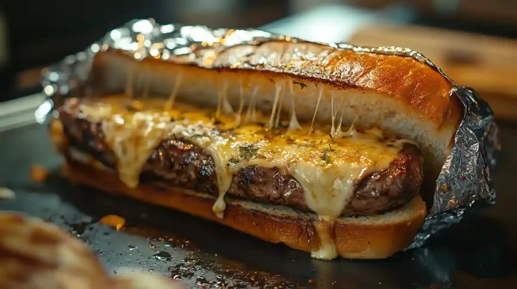 Wrapping steak sandwich for reheating