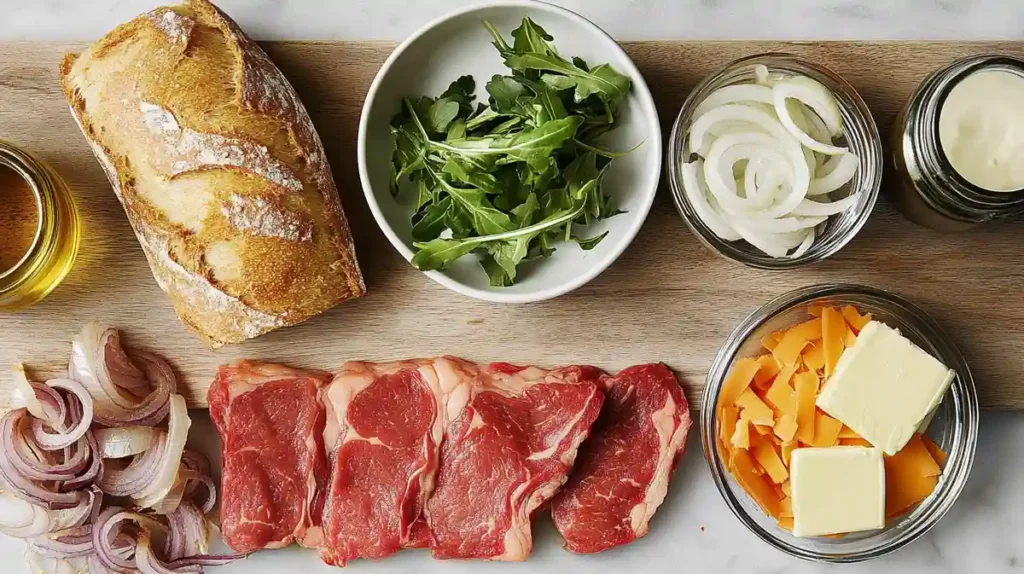 Ingredients for steak sandwich